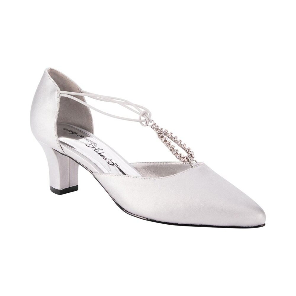NWT Easy Street Womens Moonlight Dress Pump Evening Heels Silver Satin Gray 8M